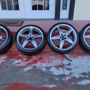 Set of four 20 inch Lenso gunmetal 5 spoke custom wheels with deep polished lips