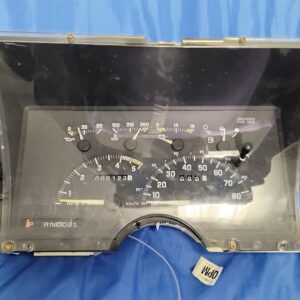 Front view of 1992-1994 Chevy GMC truck OEM instrument cluster gauge assembly showing clear lens and gear indicator